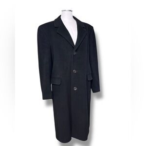 TELLER Black Cashmere Three Button Overcoat VINTAGE